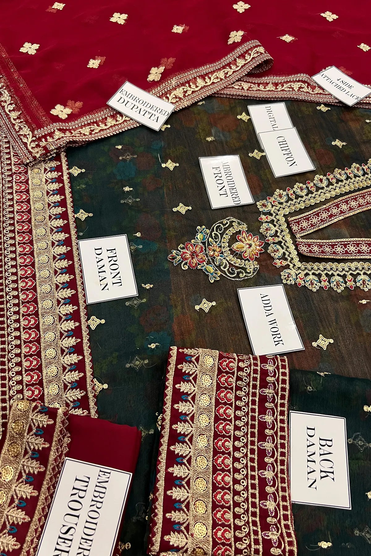 Baroque Chiffon Embroidered & Digital Print 3 Piece Dress - 0053