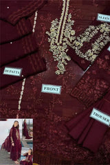 CARNELIAN By Azure Embroidered Chiffon 3 Piece Dress - 0055