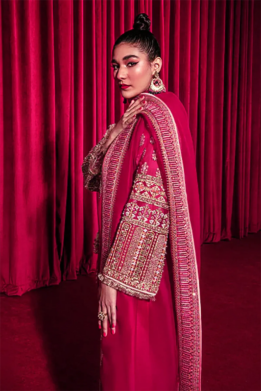 AIMER By Hussain Rehar Embroidered 3 Piece Luxury Silk Dress - 0044