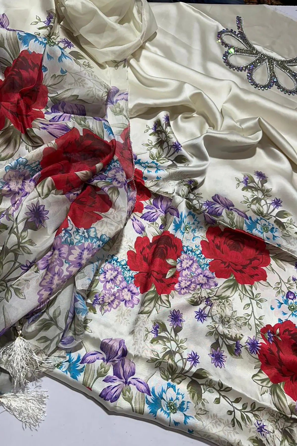 Khaadi Digital Printed Shamoz Silk 3 Piece Dress - 0046