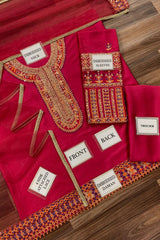 AIMER By Hussain Rehar Embroidered 3 Piece Luxury Silk Dress - 0044