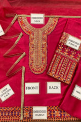 AIMER By Hussain Rehar Embroidered 3 Piece Luxury Silk Dress - 0044