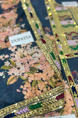 Sabya Sachi Embroidered & Digital printed Shamoz Silk 3 Piece Dress - 0045