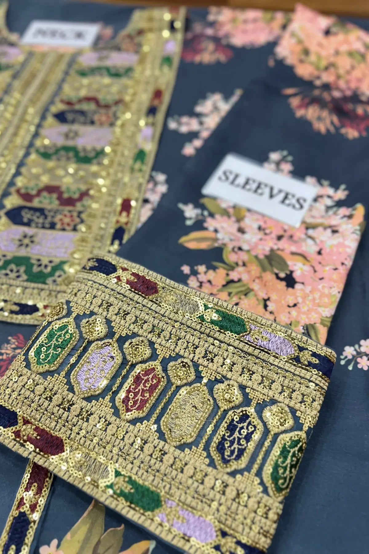 Sabya Sachi Embroidered & Digital printed Shamoz Silk 3 Piece Dress - 0045